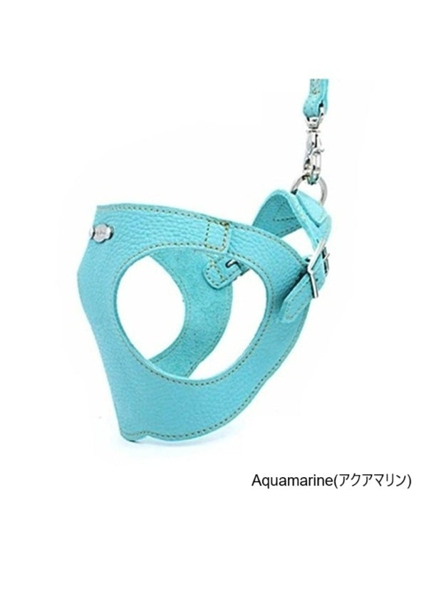 ミラノレザーハーネス アクアマリン｜小型犬用イタリア製本革ハーネス