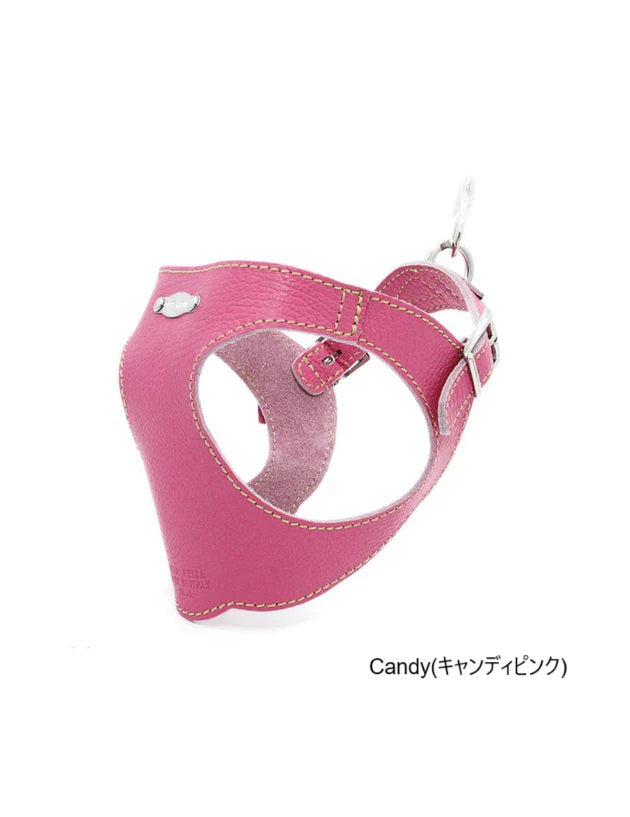 ミラノレザーハーネス キャンディピンク｜小型犬用イタリア製本革